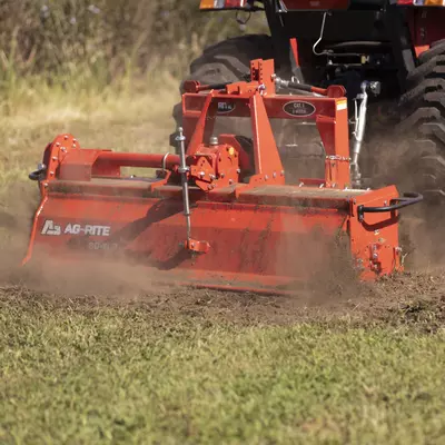 Ag-Rite 48" Rotary Tiller w' FREE PTO Shaft | Heavy-Duty Gear Drive Tiller for Efficient Soil Preparation