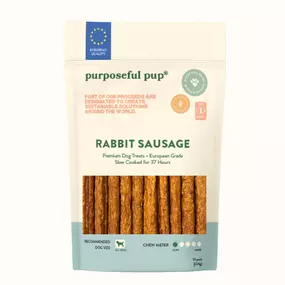 Purposeful Pup Rabbit Sausage Dog Treats – 10 Pack | All-Natural, Single Ingredient, Grain-Free