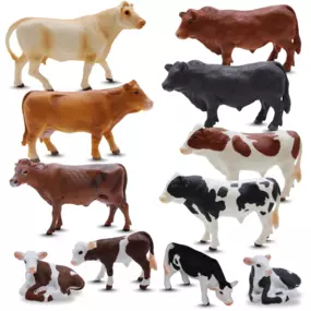 Ultimate Cow Bundle | Lifelike Set with Bulls, Cows & Calves | Zaga Toys Farm Collection