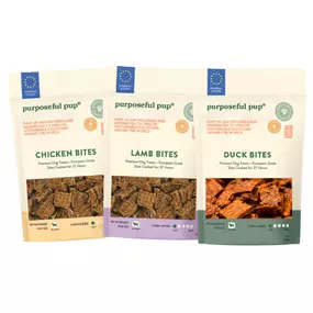 Purposeful Pup Trio Sampler Bites - 5oz | All-Natural, Single Ingredient Dog Treats | Grain-Free, High-Protein