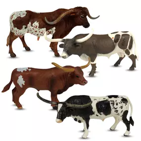 Texas Longhorn Bull Bundle | Hand-Painted Farm Animal Set | Zaga Toys