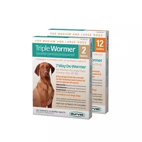 Durvet Triple Wormer Large Dog 25 lb+ — 12‑Count