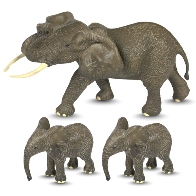Momma Elephant and Calves Bundle | Hand-Painted Safari Toy Set