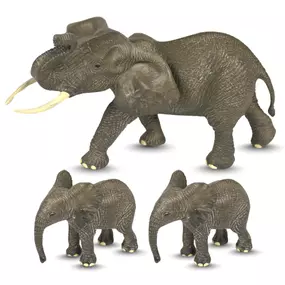 Momma Elephant and Calves Bundle | Hand-Painted Safari Toy Set | Zaga Toys Wildlife Collection
