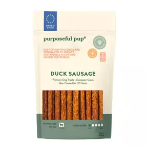 Purposeful Pup Duck Sausage Dog Treats – 10 Pack | All-Natural, Single Ingredient, Grain-Free