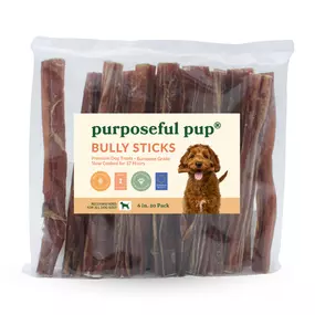 Purposeful Pup 6-Inch Bully Stick Dog Treats – 20 Pack