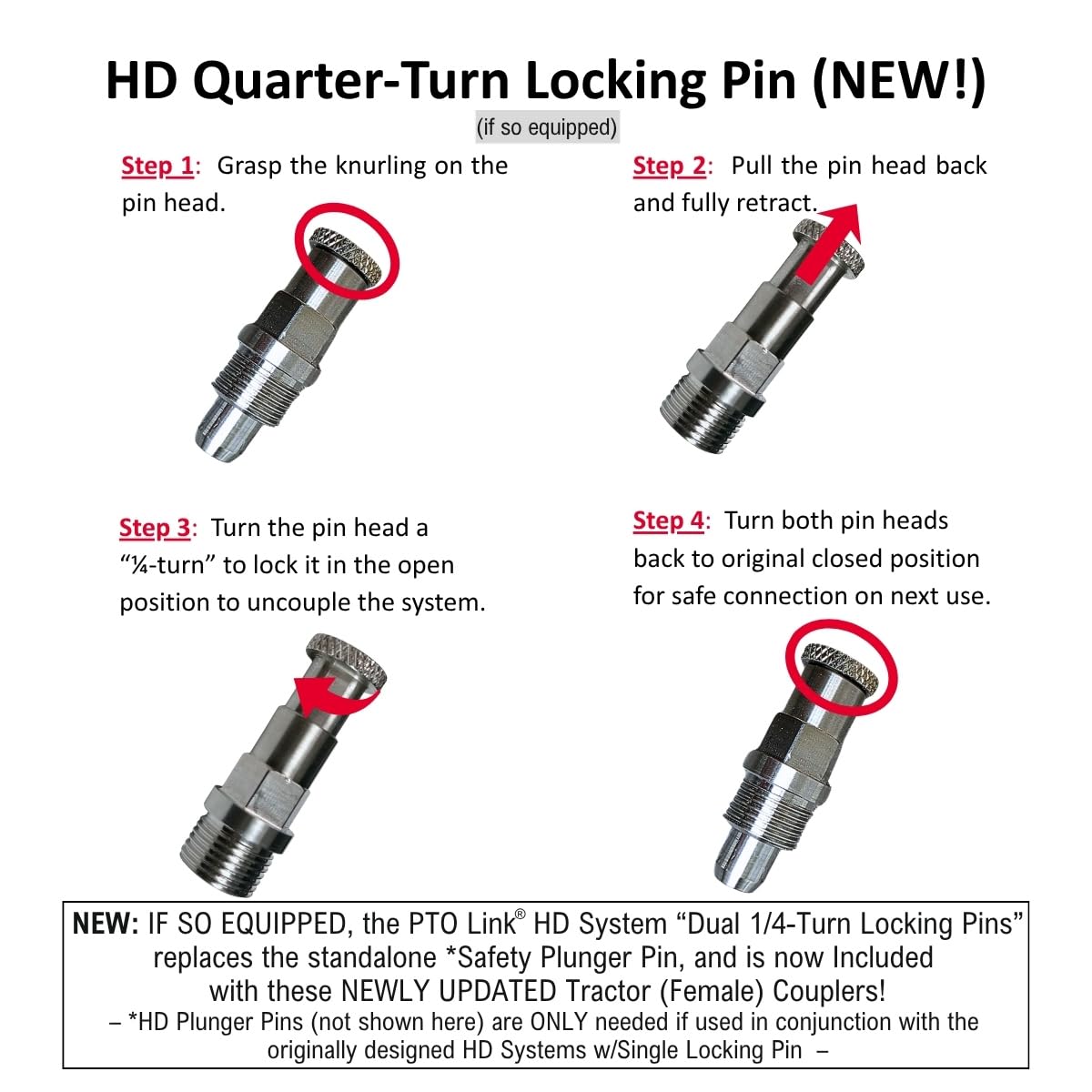PTO Link® HD Safety Plunger Pin (SLIC™ Pin) – Heavy-Duty PTO Lock