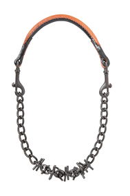 Weaver Livestock Oil Rubbed Pronged Chain Goat Collar, 24" | Premium Goat Show Collar with Leather Handle