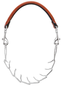 Weaver Livestock Leather and Pronged Chain Goat Collar, Chestnut, 24" | Premium Show Goat Collar